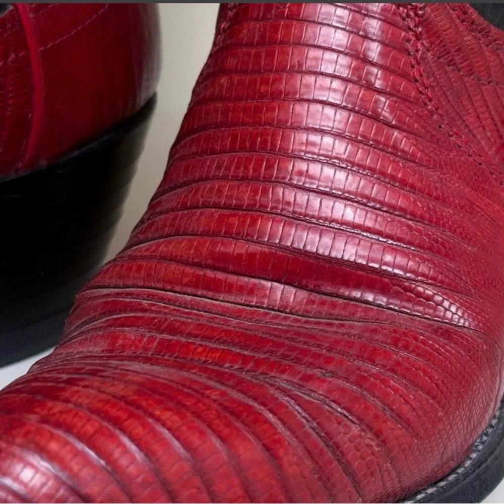 Dan Post Red & Black LIZARD Cowboy Boots. Sz 6 FLASH SALE! - Picture 4 of 9